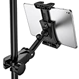 LZSIG Tablet Mount Holder for Microphone Stand and Music Stand, Telescopic Adjustable iPad Stand Portable Mic Music Stand Holder for iPad Pro iPhone Android Smartphone Tablet 4.7 to 12.9Inch---LMiS1