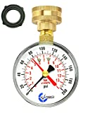 CARBO Instruments 2- 1/2' Pressure Gauge,Water Pressure Test Gauge, 3/4' Female Hose Thread, 0-200 PSI with Red Pointer