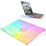 Acrylic Laptop Stand Clear Tablet Holder with 366 Kinds of RGB Backlight Multiple Heat Dissipation Vents Ergonomic Tilted Mount Riser for PC Notebook MacBook Phone from 10 to 17.3 Inch Work or Home