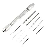 Precision Double Ended Pin Vise Model Hand Drill Set with 10 pcs Micro Twist Drill Bits Set for PCB, handicraft, jewelry, watch making