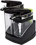 Casabella 8550083 Hand Pump Sink Sider Caddy Duo with Sponge and Chrome Plating for Daily Handwashing in the Kitchen, Bathroom, or Laundry Room, Black