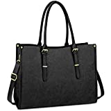 Laptop Bag for Women 15.6 Inch Waterproof Lightweight Leather Laptop Tote Bag Womens Professional Business Office Work Bag Briefcase Computer Bag Shoulder Handbag Black
