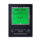 Arches Watercolor Pad 10x14-inch Natural White 100% Cotton Paper - 12 Sheet Arches Watercolor Paper 140 lb Cold Press Pad - Arches Art Paper for Watercolor Gouache Ink Acrylic and More