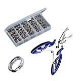 GREATFISHING 200PCS High Strength Heavy Stainless Steel Split Ring Lure Tackle Connector with Fishing Pliers Fishing Accessory