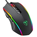Lizsword Gaming Mouse Wired, Computer PC Gaming Mice [RGB LED] [Rapid Fire], Advanced 5-Level 7200 DPI Gaming Sensor,Ergonomic, 8 Programmable Buttons, Plug & Play USB Windows Mac Laptop Gamer, black