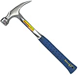Estwing E3‐22S 22 oz Straight Claw Hammer with Smooth Face & Shock Reduction Grip, Silver