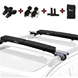 Roof Rack Pads 30' Universal Aero Crossbar Pads for Kayak, Surfboard, SUP, Canoe, Paddle Board, Snow Board and Water Sports Soft Roof Cargo Rack Car Cross Bar Pad with 15FT Tie-Down Straps ( 2-Pack )