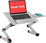 Desk York Adjustable Laptop Table with Non-Slip Mousepad for Bed and Sofa, Birthday Gift for Him/Her College Student - Husband Gifts from Wife, Aluminum Laptop Stand for Couch with Cooling Fan