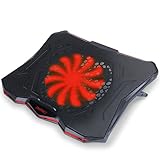 ENHANCE Cryogen 5 Gaming Laptop Cooling Pad Stand - Laptop Cooler with 7 Adjustable Height Settings & Dual USB Ports for 17 inch Laptops - 1 Ultra Quiet High Performance LED Laptop Fan 800 RPM - Red