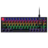 68 Keys Wired Compact Mechanical Gaming Keyboard with Audible Click Sound Blue Switches, TEWELL Rainbow Backlit Portable Computer Keyboard for Windows Gaming PC