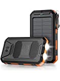 Power Bank,Solar Charger,36800mAh 5V3.1A 18W PD QC 3.0 Dual 2 USB Port Built-in Powerful Flashlight IPX7 Waterproof Dustproof Shockproof(Orange)