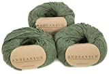 (Set of 3 - Heather Color)100% Baby Alpaca Yarn Not Wool [328 Yards Total] Moss Green Heather, #3 DK