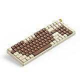 ROYALAXE X ProtoArc R100 Wireless Mechanical Keyboard, Hot-swappable Wired/Bluetooth 5.0/2.4G Wireless Keyboard with RGB Backlit for Windows & Mac, PBT Keycaps, Gateron G Yellow Pro Switch, Lava Brown