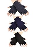 SATINIOR 3 Pairs Half Finger Gloves Winter Fingerless Gloves Knit Gloves for Men Women (Color Set 1), Medium