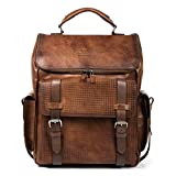 VELEZ Full Grain Leather Backpack for Men - 15 Inch Laptop Bag - Tan Designer Bookbag - Archaeology Vintage Travel Rucksack - Casual Daypack for Women