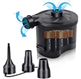 OBEST Battery Powered Electric Air Pump, Portable Inflator/Deflator Air Pump for Outdoor Camping, Air Mattress Pool Floats Raft Boat Toys, 3 Nozzles