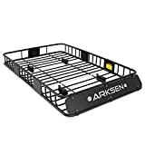 ARKSEN 64 Inch Universal Roof Rack Cargo with Extension Car Top Luggage Holder Carrier Basket for SUV, Truck, & Car Heavy Duty Steel Construction 150LB Capacity - Black