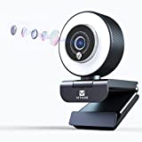 Streaming Webcam with Adjustable Ring Light,Vitade Full HD 1080P Webcam with Dual Microphones and Advanced Auto-Focus,Pro Web Camera for Online Learning, Zoom Meeting Skype Teams, Gaming Laptop