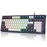 RedThunder K96 RGB Gaming Keyboard, Compact 96 Keys Mechanical Feeling Keyboard, White and Grey Retro Color Keycaps, RGB Backlit Ergonomic Anti-Ghosting Keyboard for PC Laptop Mac