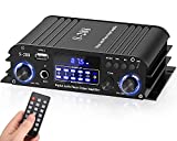 Facmogu S-288 4 CH Bluetooth 5.0 Home Audio Amplifier, RMS 40Wx4, Max 600W HiFi Stereo Power Amplifier USB, SD, FM Class D Speaker Amp for Home Theater Karaoke, with Power Adapter & Remote Control
