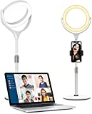 8’’ Computer Ring Light with Adjustable Tripod Stand & Phone Holder for Live Stream/Makeup, Dimmable LED Ringlight for Tiktok/YouTube/Zoom Meeting/Photography
