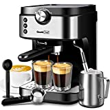 Espresso Machine Coffee Machine With Foaming Milk Frother Wand 15 Bar, High Performance 1300W For Espresso, Cappuccino, Latte, Machiato, For Home Barista, No-Leaking 900ml Removable Water Tank Coffee Maker