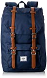 Herschel Little America Laptop Backpack, Navy/Tan Synthetic Leather, Mid-Volume 17.0L