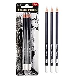 Professional Eraser Pencils Set - Brusarth 3pc Erasing Small Details or add Highlights for Sketching Pencils, Colored Pencils, Charcoal Drawings. Fine Detail Eraser for Beginners & Artists