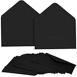 100PCS C6 Black Paper Envelope, Triangle Seal Retro Simple Style for Business Wedding Party Holiday