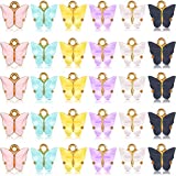 30 Pieces Butterfly Charms Acrylic Butterfly Pendant Bracelet Butterfly Pendant Charms for Jewelry DIY Necklace Bracelet Earring Making Crafting Accessory (Multicolor)
