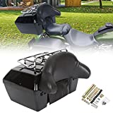 Black Motorcycle Trunk Tour Pack Luggage Compatible with Harley Honda Yamaha Suzuki Cruiser Motorcycle Luggage Tour Trunk Tail Box with Top Rack Backrest