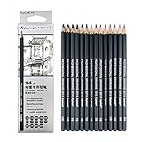 Kasimir Drawing Pencils 14pcs/set 12B, 10B, 8B, 7B, 6B, 5B, 4B, 3B, 2B, B, HB, 2H, 4H, 6H Graphite Sketching Pencils Professional Sketch Pencils Set for Drawing