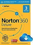 Norton 360 Deluxe, 2023 Ready, Antivirus software for 3 Devices with Auto Renewal - Includes VPN, PC Cloud Backup & Dark Web Monitoring [Download]