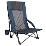 REDCAMP Folding Beach Chair High Back for Adults, Lightweight Low Sand Chair Concert Chairs Portable for Camping Lawn Outdoor Travel, Navy