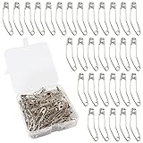 LNNKEGE Curved Safety Pins 100 PCS Quilting Basting Pins Size 3 for Quilting and Knitting,Nickel-Plated Steel,2 Inch / 50mm (Sliver)