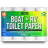 Boat and RV Toilet Paper Septic Safe Tissue Toilet Quick Dissolving 12 Single (1) Rolls for Marine and Travel Camper Systems Camping Biodegradable Supplies Dissolve and Tank Safe | TP Bulk Pack 2 Ply