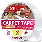 XFasten Double Sided Rug Tape Gripper for Laminate Flooring, 2” X 30yd Double Sided Carpet Tape for Area Rugs Over Carpet, Residue-Free Rug Tape Hardwood Floor, Area Rug Tape Laminate Floor Coverings