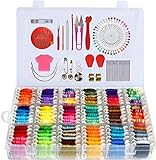 Embroidery Floss Cross Stitch Threads String Kits with Organizer Storage Box Included 108pcs Colorful Friendship Bracelets Floss with Number Stickers&Floss Bobbins &110 Pcs Cross Stitch Tool Kits