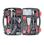 Small Home Tool Kit included Battery Screwdriver Cordless Women's Tool Kit with Case-SAVWAY P7994 Hand Tool Set with Black Toolbox for DIY Projects