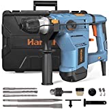 Rotary Hammer Drill Handife 12.5 Amp 1500W Heavy Duty Hammer 1-1/4'' SDS-Plus, 3 Functions 6-Speed Regulation with Vibration Damping Technology, Safety Clutch, Used for Concrete, Metal, and Stone