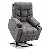 Mcombo Electric Power Lift Recliner Chair Sofa for Elderly, 3 Positions, 2 Side Pockets and Cup Holders, USB Ports, Fabric 7286 (Medium Grey)