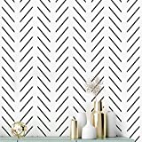Erfoni Black and White Peel and Stick Wallpaper Modern Herringbone Contact Paper 17.7inch x 118.1inch Geometric Self Adhesive Wallpaper Peel and Stick Backsplash Line Removable Wall Paper Bathroom