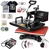 Heat Press 5 in 1 Shirt Heat Transfer Pressing Machine 360° Swing Away Digital Tshirt Press Multifunction Sublimation Machine Combo Heat Press Machine for T Shirts Mugs Hat Plate