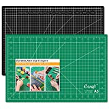 Ecraft Self Healing Cutting Mat: 12' x 18'(A3) Double Sided 5-Ply Fabric Cutting Mat for Sewing, Quilting, Scrapbooking And All Arts &Craft Projects Gridded Rotary Cutting Board Mats,Green/Black