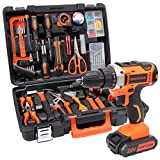 COMOWARE 120 Pcs Home Tool Kit with Drill, 20V Power Drill Cordless Set with 2.0 Ah Li-ion Battery & Charger, 25+1 Clutch, Tool Sets for Homeowners, Household Tool Set for Garden Office Home Repair