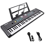 RenFox 61-Key Electric Piano Keyboard with Music Stand & Microphone Portable Electronic Kids Piano Keyboard Multifunction Kids Teaching Music Keyboard Piano for Beginners Boys Girls 29.9 W x 7.9 D