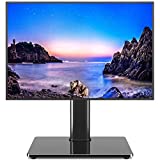 Universal Swivel Tabletop TV Stand for Flat Screens 23 24 26 32 39 40 43 Inch, Heavy Duty Center Pedestal Stand Replacement with Black Tempered Glass Base and Height Adjustable Mount