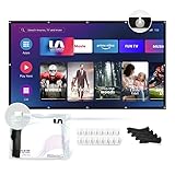 UVISION S100 100-inch, 16:9 Aspect Ratio Projector Screen Provides Vivid Color, 165° Viewing Angle, Front & Rear Projection, No Crease. The Pack incl. a Storage Bag, Hooks, Seamless adhesives, Ropes