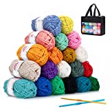 SOLEDI Acrylic Yarn (25g x 20) Multipack Skeins Bonbons Yarn for Variety Color Assortment, Big Rainbow Worsted Weight Yarn Crochet Knitting for Starter/Beginners Adults Learn Crocheting