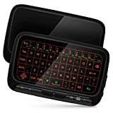 ILEBYGO 2.4Ghz Mini Wireless Keyboard Touchpad Combo with 3 Level Backlit Rechargeable Full Screen Remote Control for Android TV Box, Projector, IPTV, HTPC, PC, Laptop